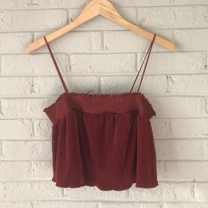 Pleated Lamé Crop Top